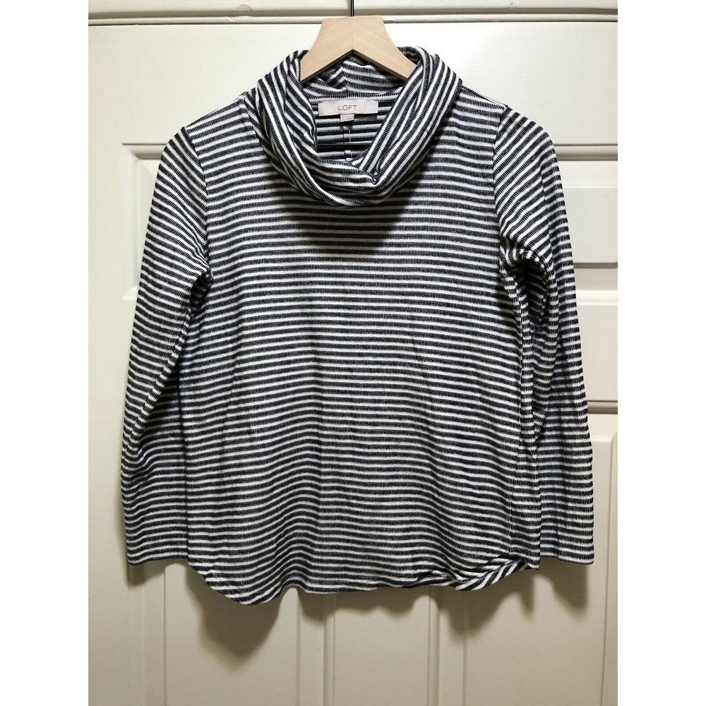 LOFT Women's XS Striped Cowl-Neck Thermal Top